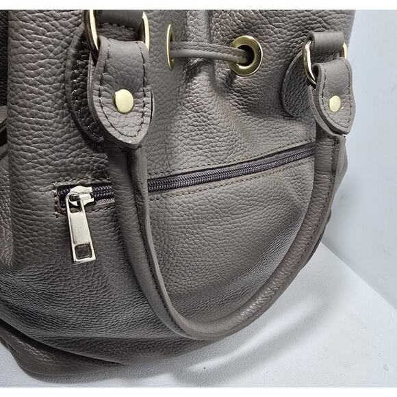 Vintage Liz Claiborne Pebble leather Drawstring Bucket Shoulder Bag Made Italy - Picture 7 of 15